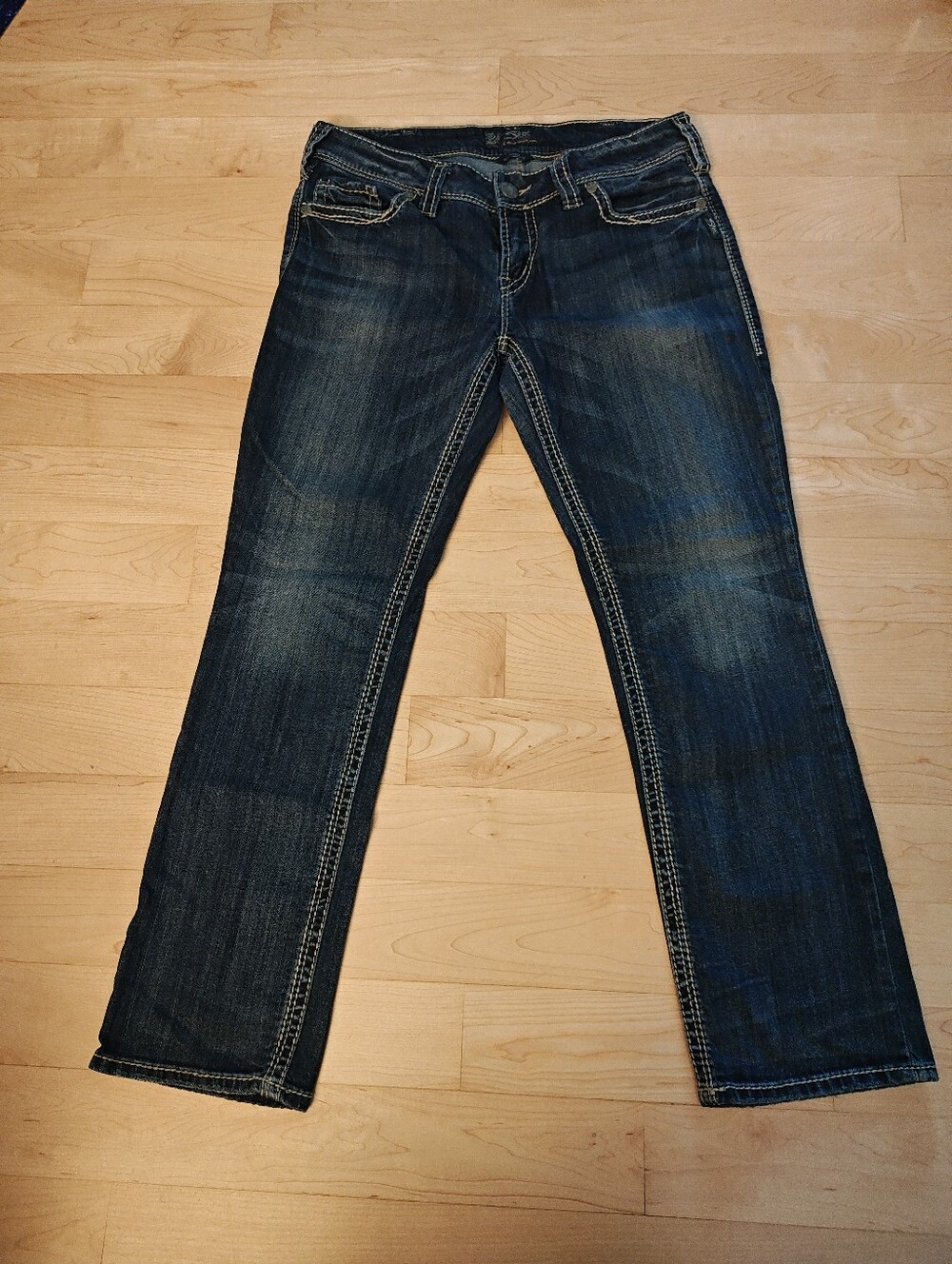 Silver Jeans Women's Suki Straight Dark Blue Jeans